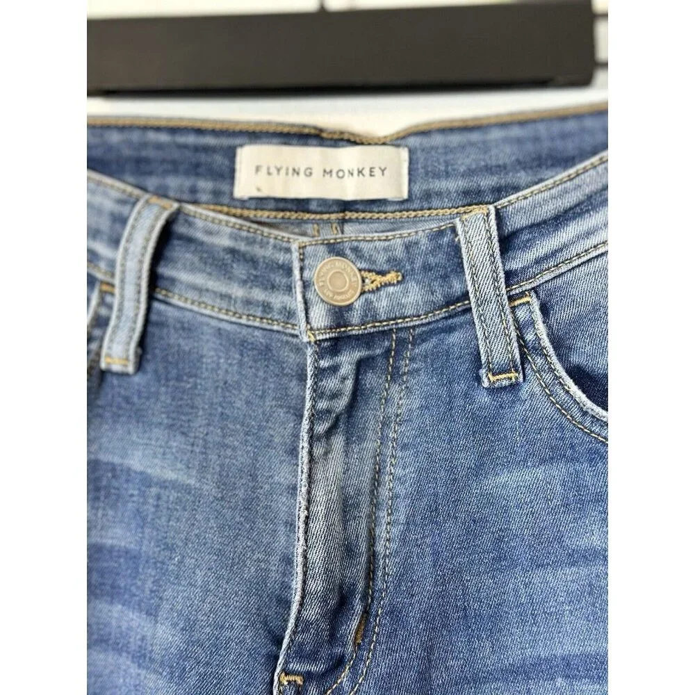 Flying Monkey Jeans Size 26 Slit Ankle Dark Stretch Denim Women’s Y3013 Slim Leg